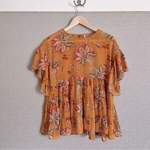 S Honestee Flutter Sleeve Peplum Top